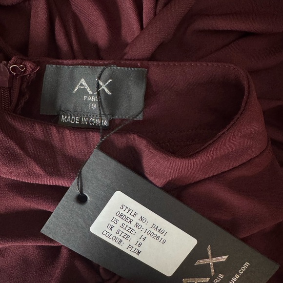 Armani Exchange Plum Burgundy Ruched Halter Midi Dress NWT Size 14 - Picture 11 of 13